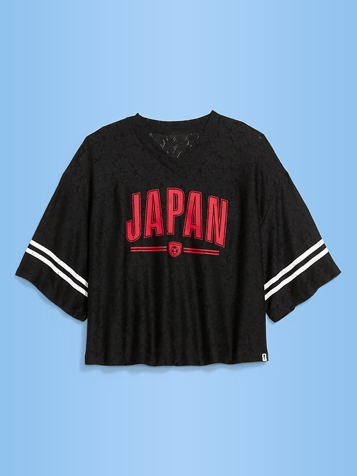 L'image numéro 1 présente T-shirt droit à encolure en V à dentelle Coupe du monde de la FIFA 26™, Japon pour femme