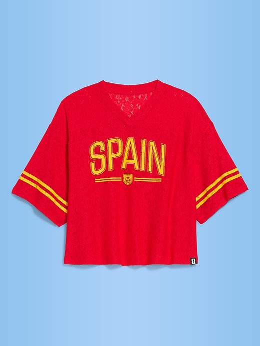 L'image numéro 1 présente T-shirt droit à encolure en V à dentelle Coupe du monde de la FIFA 26™, Espagne pour femme