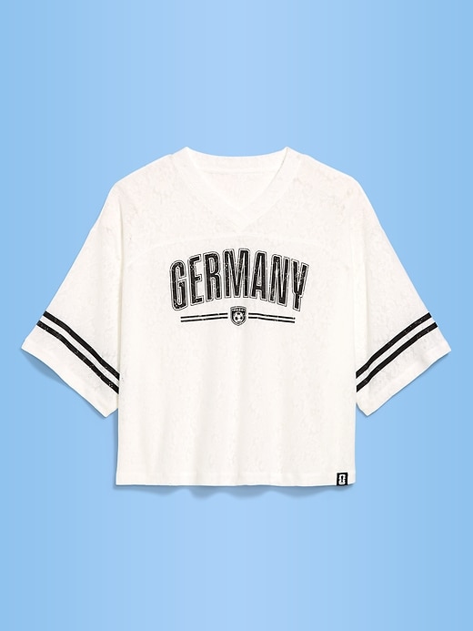 L'image numéro 1 présente T-shirt droit à encolure en V à dentelle Coupe du monde de la FIFA 26™, Allemagne pour femme