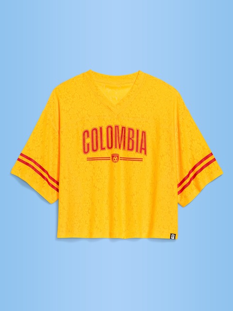 FIFA World Cup 26™ Colombia Boxy Lace V-Neck T-Shirt for Women