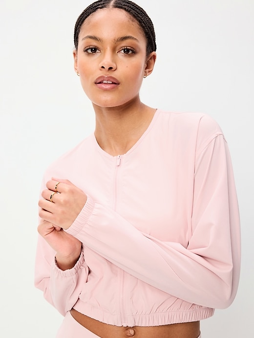 Image number 1 showing, Zip-Front Cropped Tennis Jacket