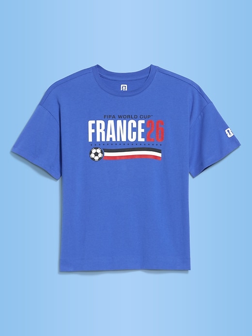 L'image numéro 1 présente T-shirt rétro encolure ras du cou Coupe du monde de la FIFA 26™, France pour femme