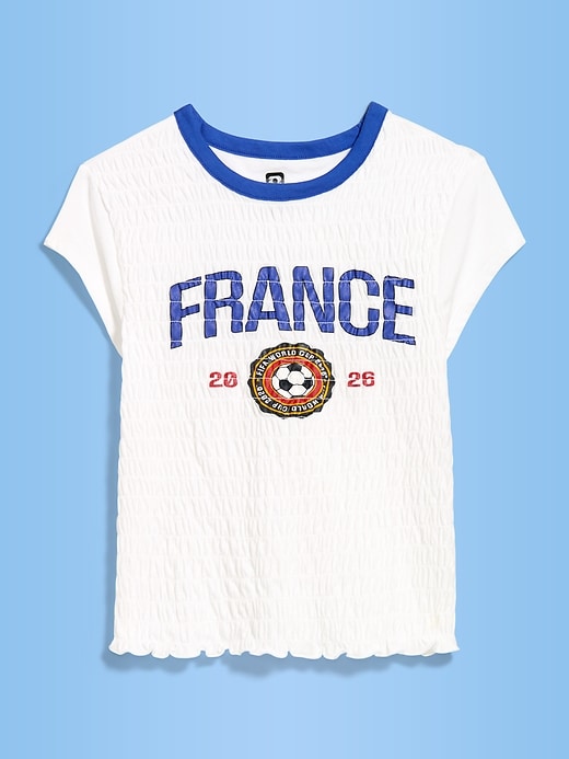 L'image numéro 1 présente T-shirt smocké à imprimé de la Coupe du Monde de la FIFA 26™, France pour femme