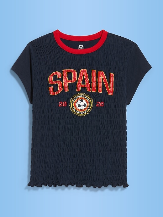 L'image numéro 1 présente T-shirt smocké à imprimé de la Coupe du Monde de la FIFA 26™, Espagne pour femme