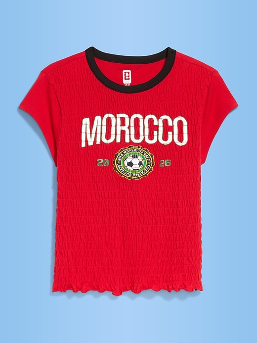 L'image numéro 1 présente T-shirt smocké à imprimé de la Coupe du Monde de la FIFA 26™, Maroc pour femme