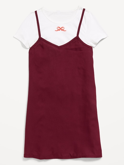 L'image numéro 3 présente Ensemble t-shirt à manches courtes à imprimé et robe pour fille