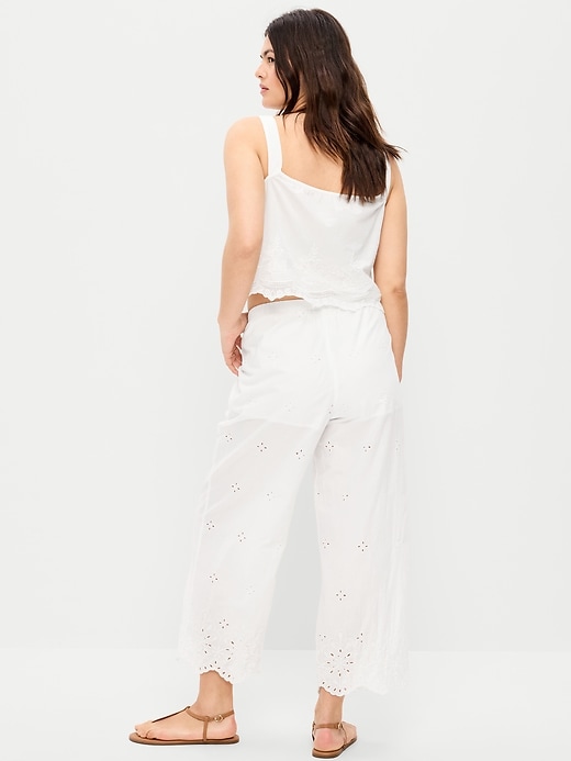L'image numéro 5 présente Pantalon à taille haute jambe large et découpes