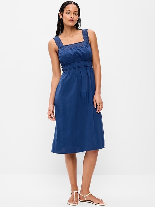 Image number 1 showing, Fit & Flare Smocked-Waist Midi Dress