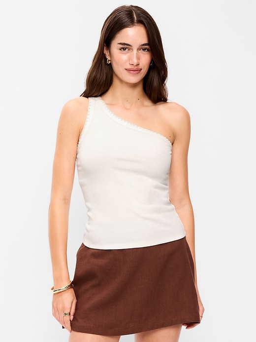 L'image numéro 1 présente Camisole monobretelle côtelée