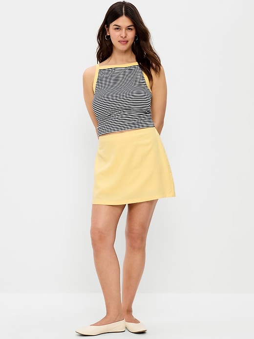 L'image numéro 5 présente Jupe-short courte en mélange de lin