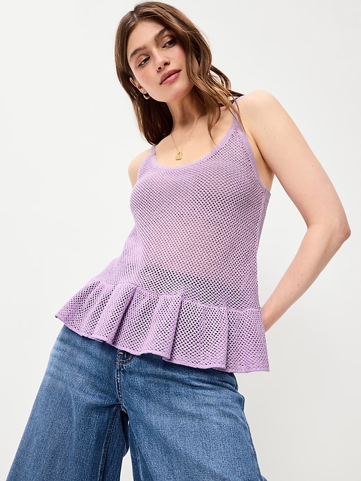 Image number 3 showing, Metallic Peplum Tank Top