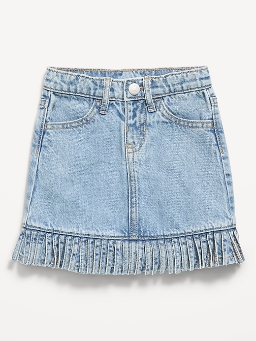 L'image numéro 3 présente Jupe à taille haute en denim à ourlet effiloché pour toute-petite