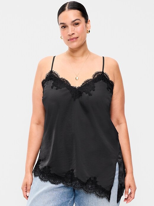 Image number 7 showing, Asymmetrical Lace-Trim Cami Top