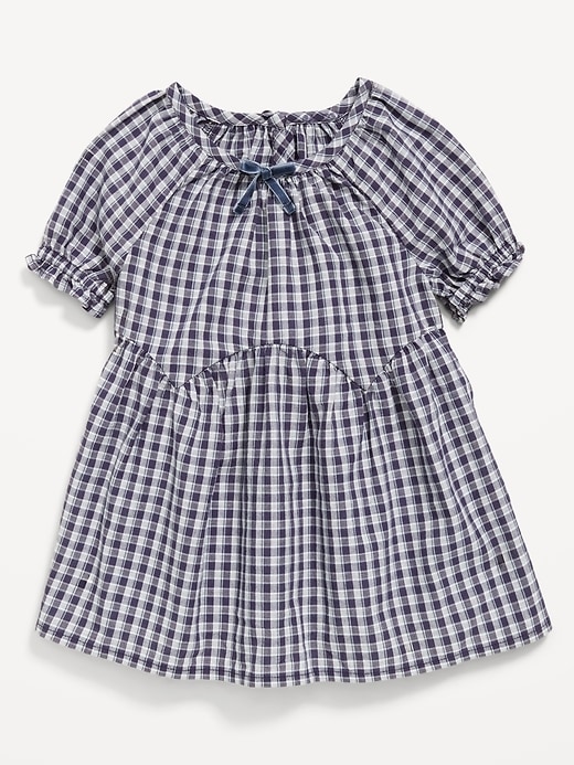Image number 1 showing, Short-Sleeve Plaid Swing Dress for Baby