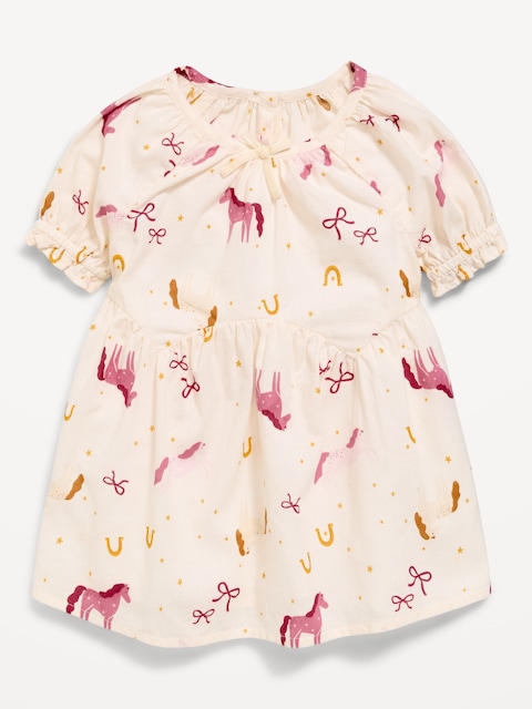 Printed Short-Sleeve Swing Dress for Baby