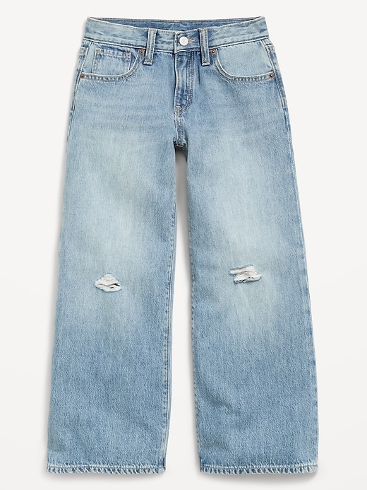 L'image numéro 2 présente Jean déchiré coupe très généreuse jambe large à taille mi-basse pour fille