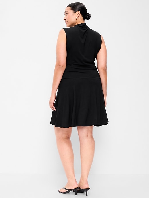 Image number 9 showing, Gathered Mock-Neck Drop-Waist Mini Dress