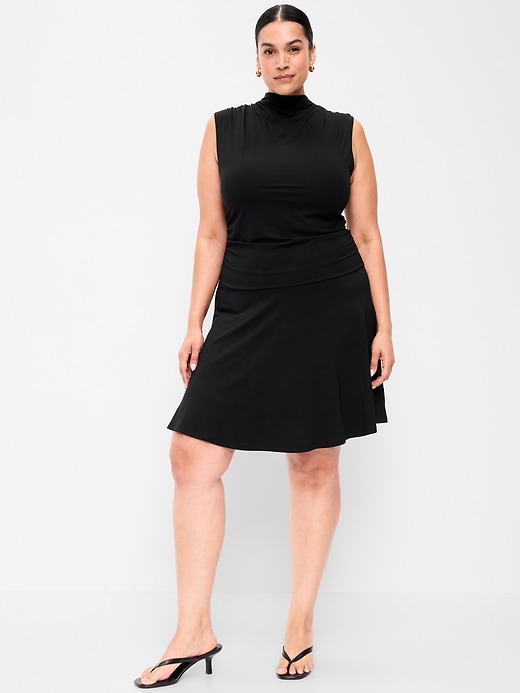 Image number 8 showing, Gathered Mock-Neck Drop-Waist Mini Dress