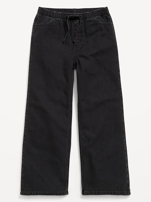 L'image numéro 1 présente Pantalon en denim coupe très généreuse à jambe large à taille extensible pour fille