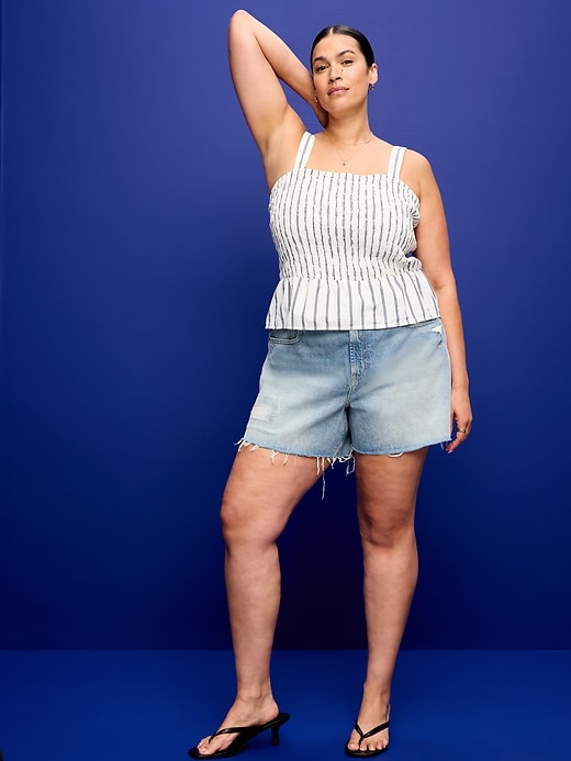 Image number 4 showing, High-Waisted Baggy Jean Shorts -- 5-inch inseam