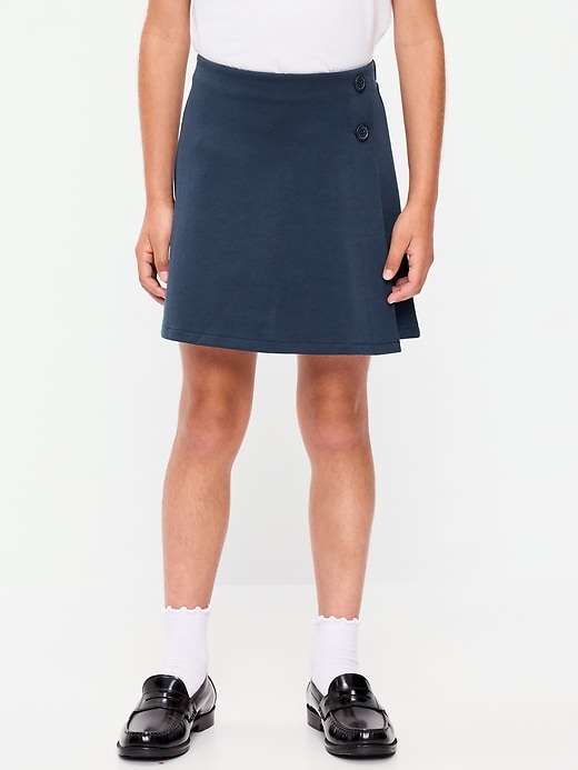 Image number 1 showing, School Uniform Ponte-Knit Wrap-Front Skort for Girls