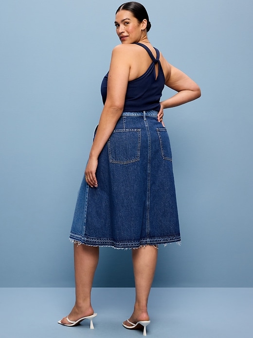 Image number 7 showing, Reconstructed Pleated Denim Midi Skirt