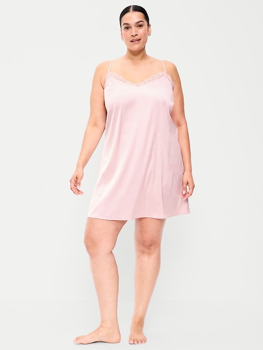 Image number 3 showing, Satin Lace-Trim Sleep Dress