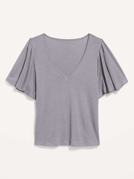 Image number 4 showing, V-Neck Flutter Sleeve Top