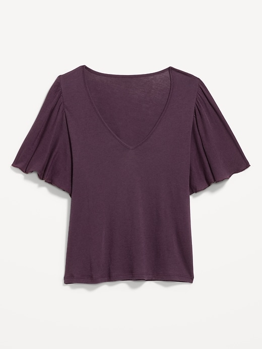 Image number 4 showing, V-Neck Flutter Sleeve Top