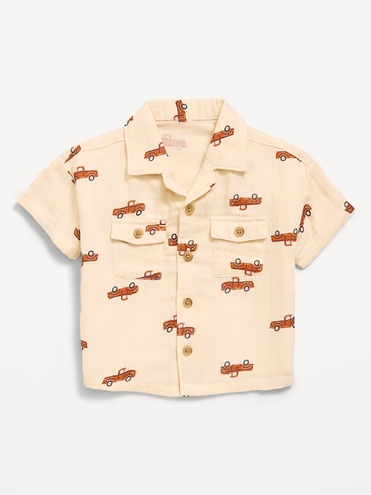 L'image numéro 1 présente chemise à poche en tissage double à motif pour bébé
