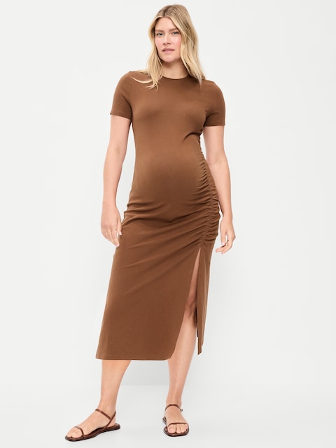 Maternity Short-Sleeve Ruched Dress