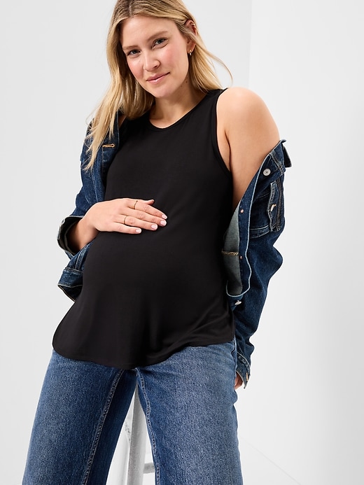 Image number 3 showing, Maternity High-Neck Relaxed Tank Top