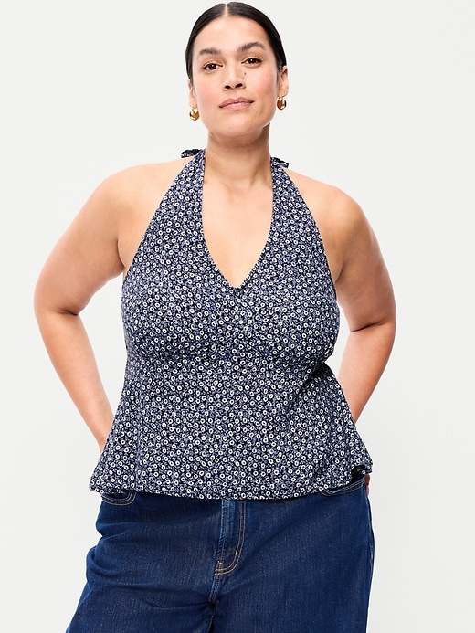 Image number 5 showing, Linen-Blend V-Neck Halter Top