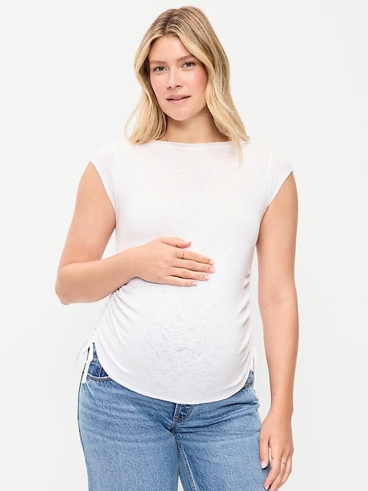 L'image numéro 1 présente Haut cintré sur les côtés en jersey de maternité