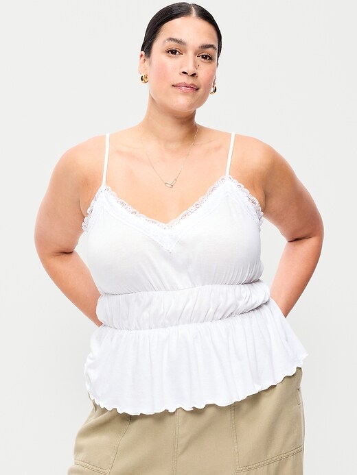 Image number 8 showing, Lace-Trim Smocked-Waist Tank Top