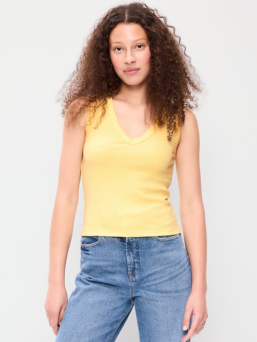Image number 1 showing, Snug Crop V-Neck Tank Top