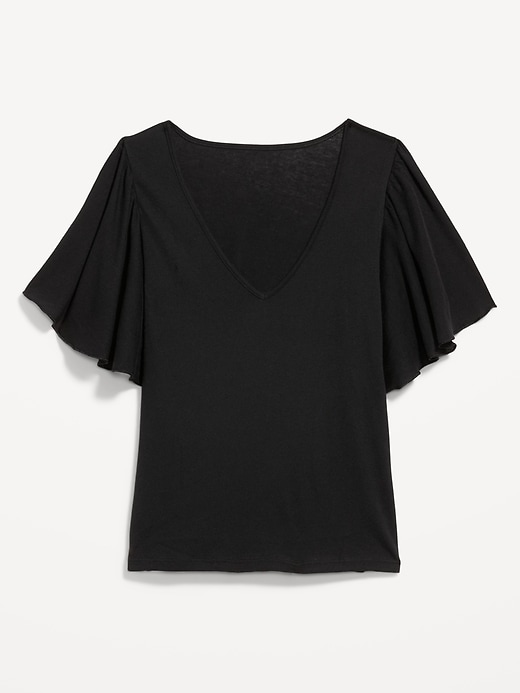 Image number 4 showing, V-Neck Flutter Sleeve Top