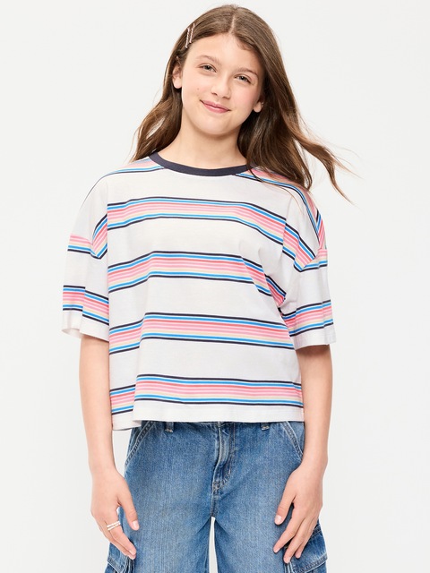 Oversized Short-Sleeve Cropped T-Shirt for Girls