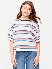 Image number 1 showing, Oversized Short-Sleeve Cropped T-Shirt for Girls