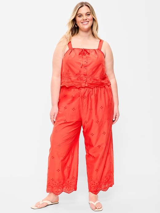 L'image numéro 8 présente Pantalon à taille haute jambe large et découpes