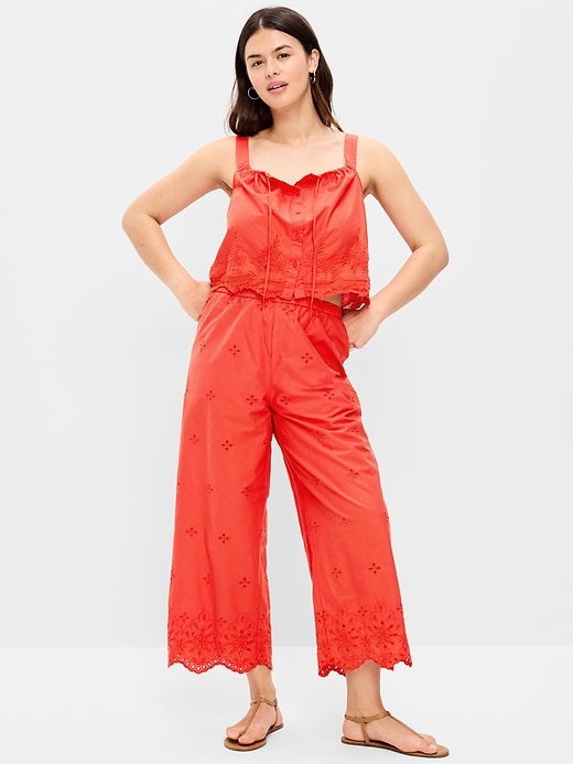 L'image numéro 6 présente Pantalon à taille haute jambe large et découpes