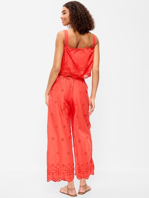 L'image numéro 3 présente Pantalon à taille haute jambe large et découpes