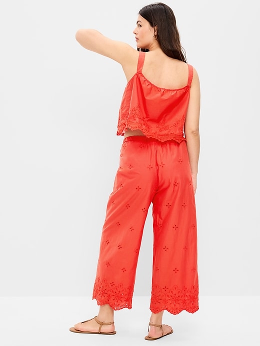 L'image numéro 7 présente Pantalon à taille haute jambe large et découpes