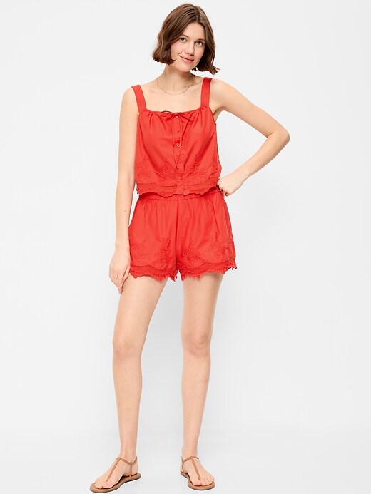 L'image numéro 4 présente Shorts à taille haute à bordure en dentelle
