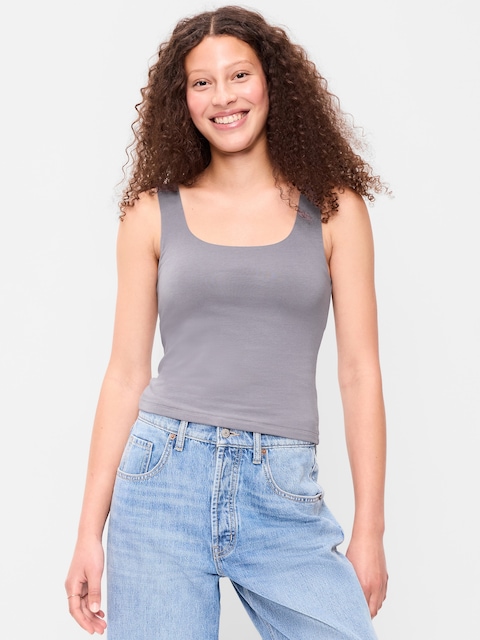 Hug Double-Layer Scoop-Neck Tank Top