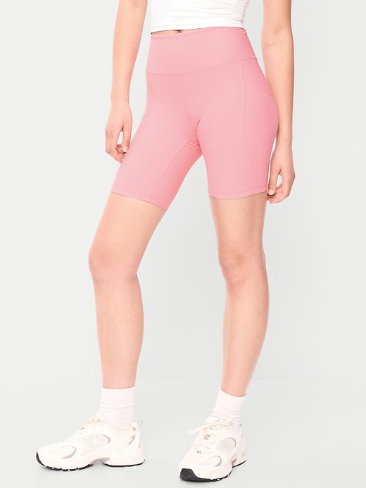 Image number 1 showing, High-Waisted PowerSoft Biker Shorts -- 8-inch inseam