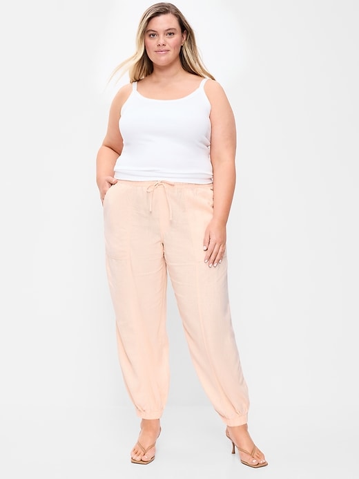 Image number 5 showing, Mid-Rise Linen-Blend Cinched-Ankle Pants