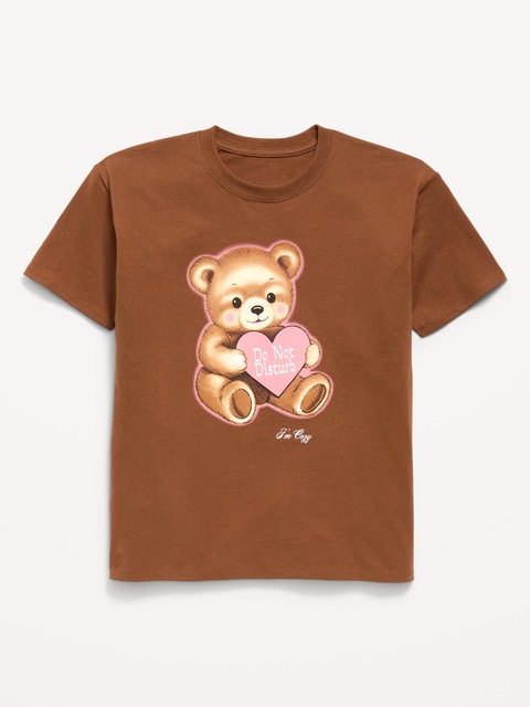 Oversized Short-Sleeve Graphic Tunic T-Shirt for Girls