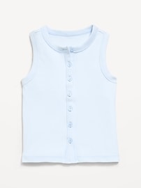 Image number 1 showing, Fitted Sleeveless Ribbed Button-Front Top for Girls