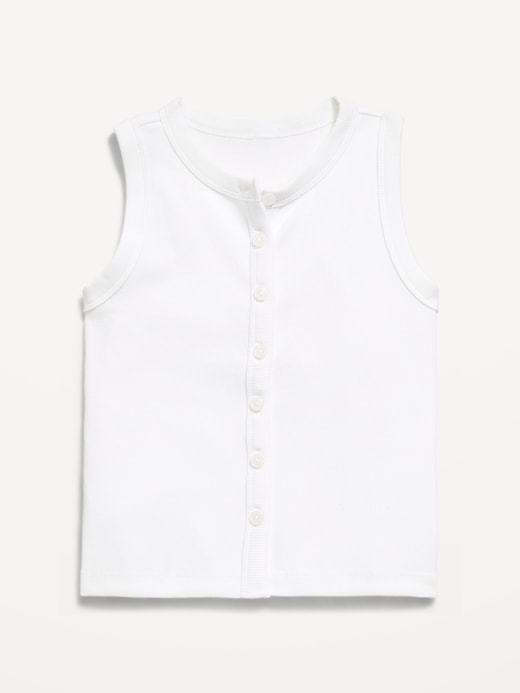 Image number 1 showing, Fitted Sleeveless Ribbed Button-Front Top for Girls
